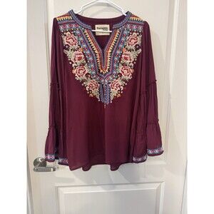 Savanna Jane Women S Boho Top Embroidery Bell Sleeves Peasant Blouse
